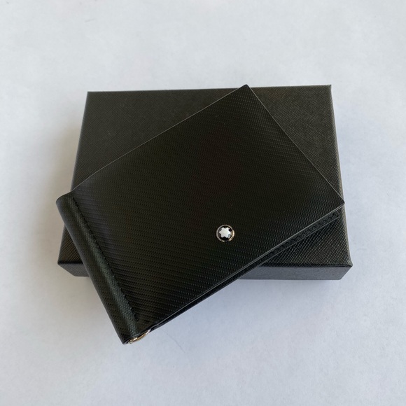 MontBlanc Wallet Black Leather With Money Clip - Picture 5 of 5